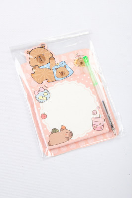 Папір для нотаток, 7,5х7,5 см, 50 аркушів, з ручкою, "Капібара"